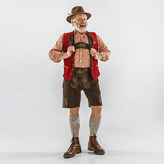 Image showing Portrait of Oktoberfest man, wearing the traditional Bavarian clothes