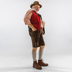 Image showing Portrait of Oktoberfest man, wearing the traditional Bavarian clothes