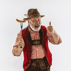 Image showing Portrait of Oktoberfest man, wearing the traditional Bavarian clothes