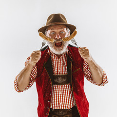 Image showing Portrait of Oktoberfest man, wearing the traditional Bavarian clothes