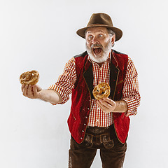 Image showing Portrait of Oktoberfest man, wearing the traditional Bavarian clothes