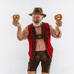 Image showing Portrait of Oktoberfest man, wearing the traditional Bavarian clothes