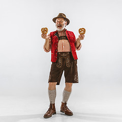 Image showing Portrait of Oktoberfest man, wearing the traditional Bavarian clothes