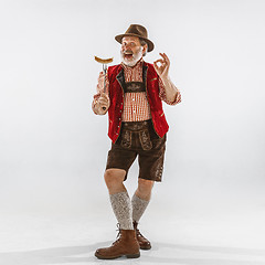 Image showing Portrait of Oktoberfest man, wearing the traditional Bavarian clothes