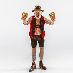 Image showing Portrait of Oktoberfest man, wearing the traditional Bavarian clothes