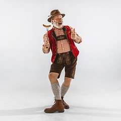 Image showing Portrait of Oktoberfest man, wearing the traditional Bavarian clothes