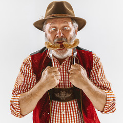 Image showing Portrait of Oktoberfest man, wearing the traditional Bavarian clothes