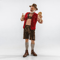 Image showing Portrait of Oktoberfest man, wearing the traditional Bavarian clothes