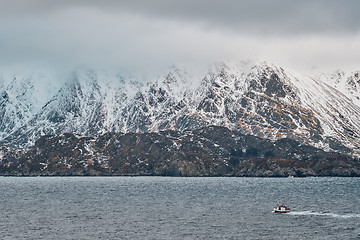 Image showing Fishing ship in fjord in Norway