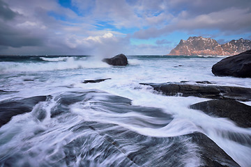 Image showing Rocky coast of fjord in Norway