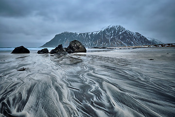 Image showing Rocky coast of fjord in Norway