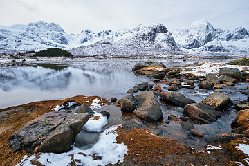 Image showing Fjord in winter, Norway