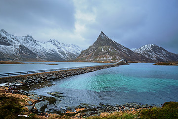 Image showing Fredvang Bridges. Lofoten islands, Norway