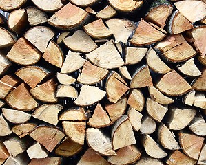 Image showing firewood piled logs 