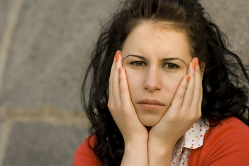 Image showing young unhappy woman