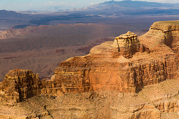 Image showing aerial view of grand canyon cliffs from helicopter