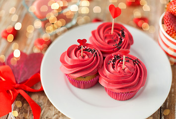 Image showing close up of red sweets for valentines day