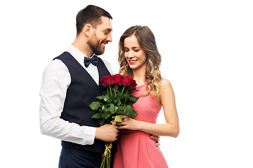 Image showing couple with bunch of flowers on valentines day