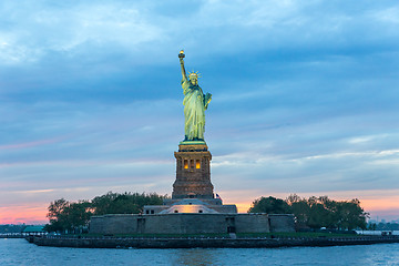 Image showing Statue of Liberty at dusk, New York City, USA