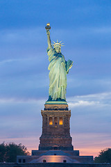 Image showing Statue of Liberty at dusk, New York City, USA