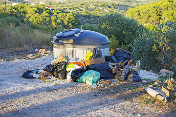 Image showing Trash container full with garbage