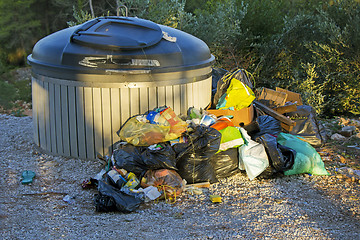 Image showing Trash container full with garbage