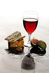 Image showing Wine, Cheese And Fig