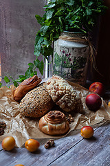 Image showing Bread And Fruits