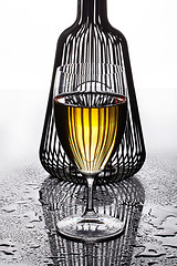 Image showing Glass, Wine And Stripes