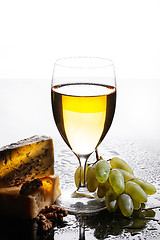 Image showing Wine, Grape And Cheese