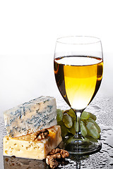 Image showing Wine, Grape And Cheese