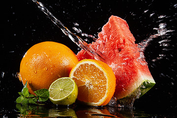 Image showing Watermelon, Grapefruit, Mint And Orange