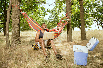 Image showing Young multiethnic international couple outdoors