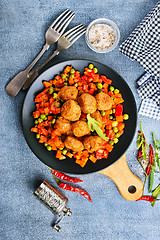 Image showing vegetables with meatballs