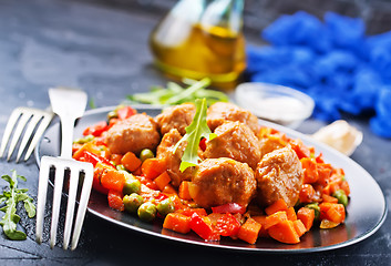 Image showing vegetables with meatballs