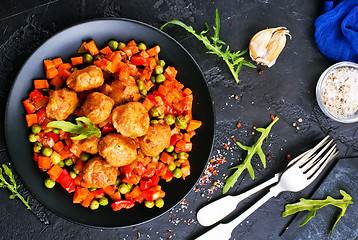 Image showing vegetables with meatballs