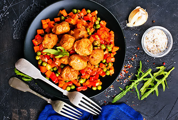 Image showing vegetables with meatballs