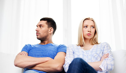 Image showing unhappy couple having argument at home