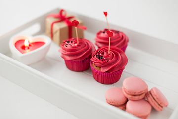 Image showing close up of red sweets for valentines day