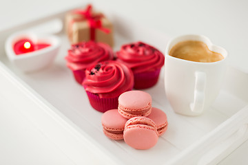 Image showing close up of red sweets for valentines day