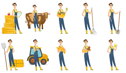 Image showing Vector set of illustrations with farmer characters