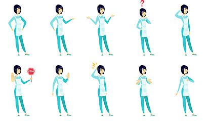 Image showing Vector set of illustrations with cleaner character