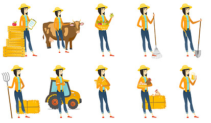 Image showing Vector set of illustrations with farmer characters