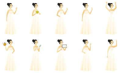 Image showing Vector set of illustrations with bride character.