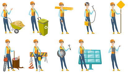 Image showing Vector set of builder characters.