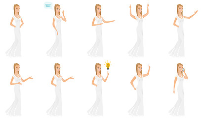 Image showing Vector set of illustrations with bride character.