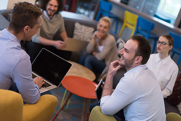 Image showing Startup Business Team At A Meeting at modern office building