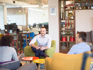 Image showing Startup Business Team At A Meeting at modern office building