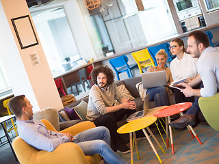 Image showing Startup Business Team At A Meeting at modern office building