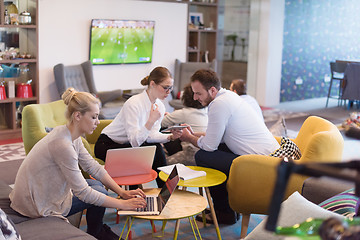 Image showing Startup Business Team At A Meeting at modern office building